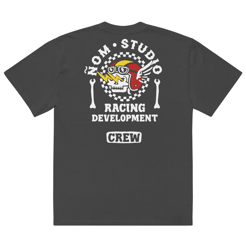 Racing Development oversized T-shirt in faded black, back view